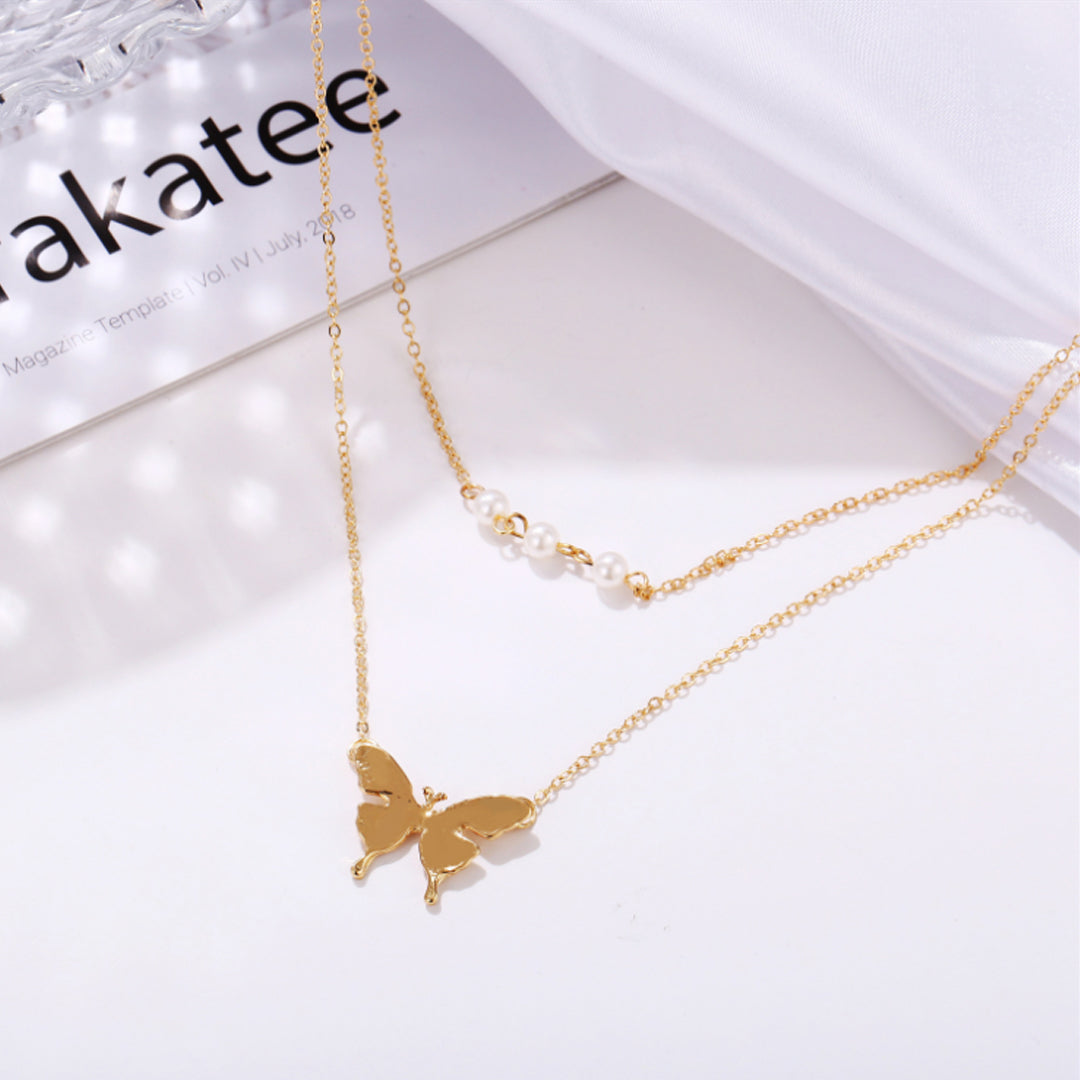Combo of 2 Gold Plated Butterfly and Coin Pendant