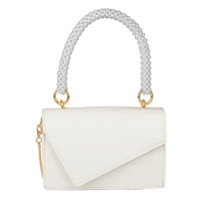 White Pearl Elysian Tote Bag With Chain Sling