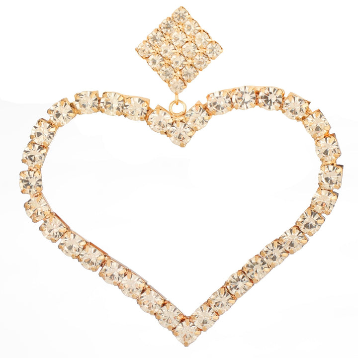 Embellished Golden Studded Heart Shaped Stud Earrings For Women and Girls - Vembley