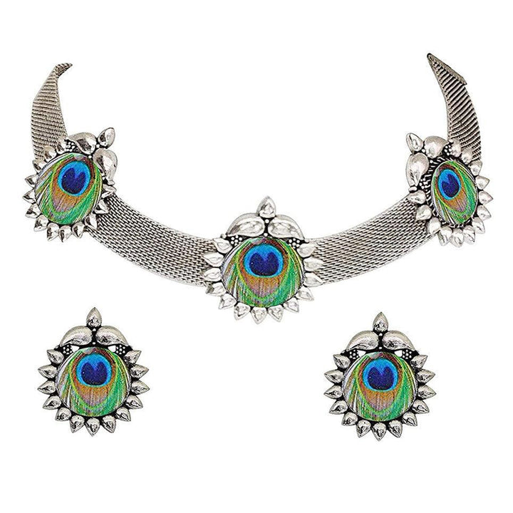 Antique Peacock Choker with Earring Set