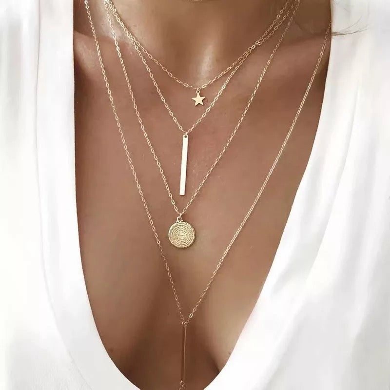 Moon & Star Pendant Layered Necklace | SHEIN