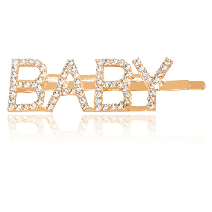 Vembley Combo Of 4 Stylish Golden Silver Love, Babe, Baby and Spicy Hairclip For Women and Girls