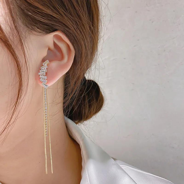 Crystal Tassel Korean Earrings 2Pcs/Set