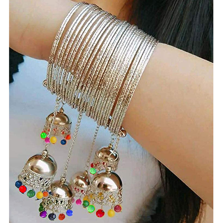 Combo of Silver Jewelry Set and Multicolor Beads Bracelets