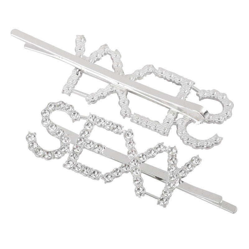 Vembley Gorgeous Silver Sexy Word Hairclip For Women and Girls