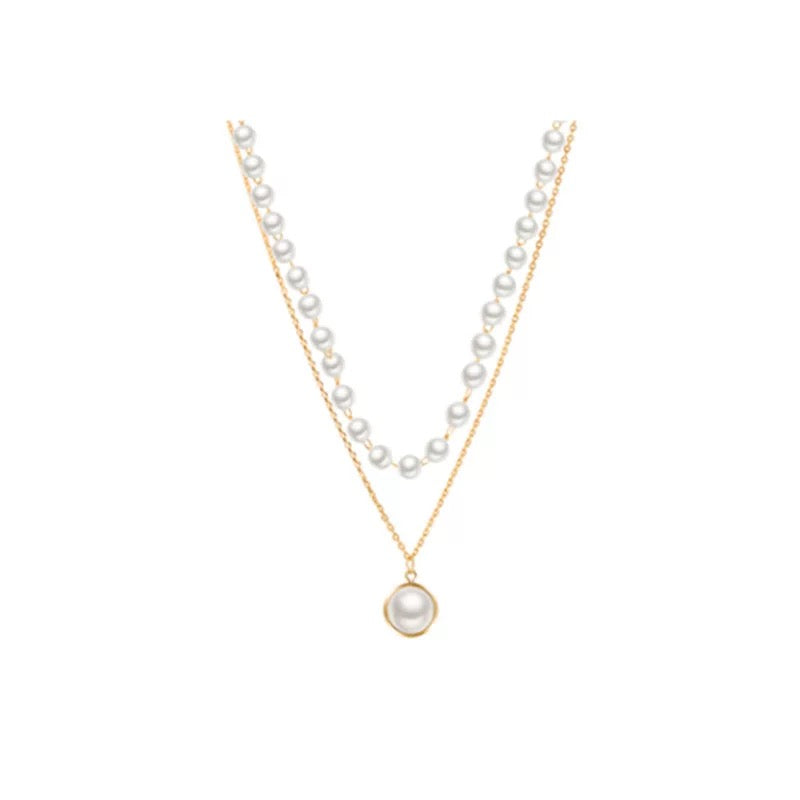 Gold Plated Pearl Double Layered Pendant