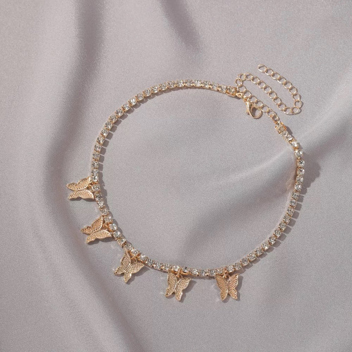 Diamond Studded Butterfly Choker Necklace