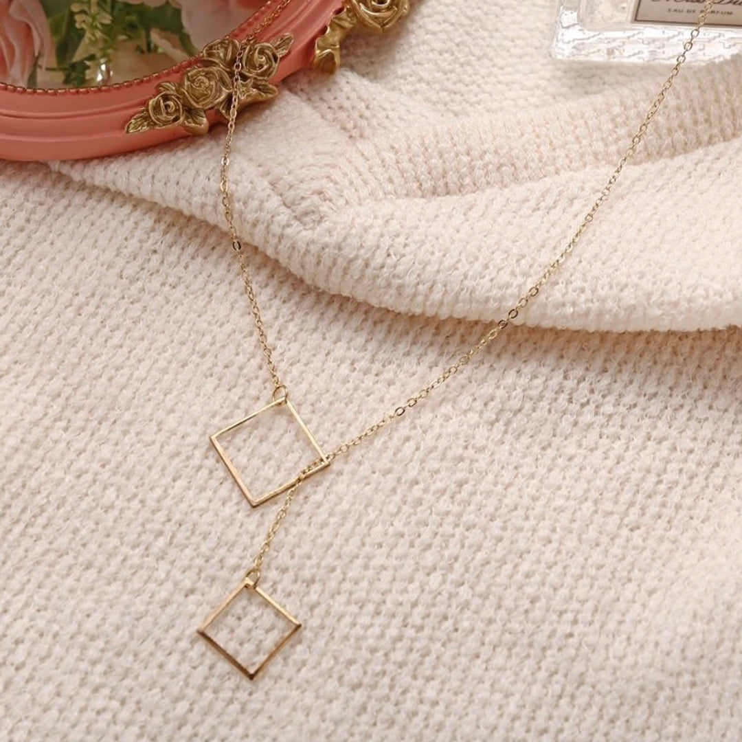 Gold Plated Double Square Pendant