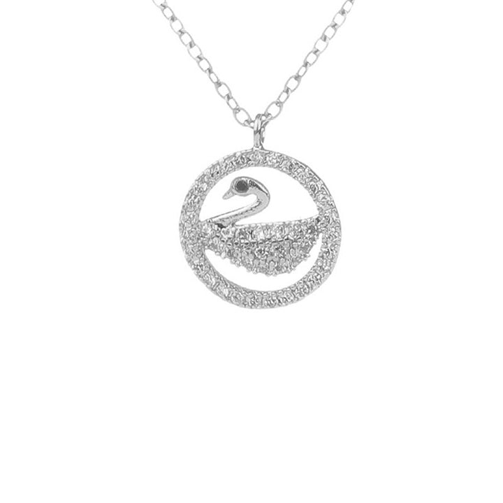 Platinum Embedded Circle Swan Pendant