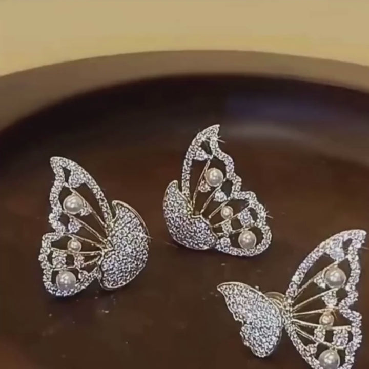 Double Sided Butterfly Stud Korean Earrings