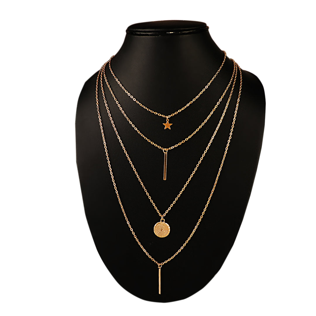 Vembley Charming Gold Plated Multi Layered Fashion Pendant Necklace for Women and Girls - Vembley