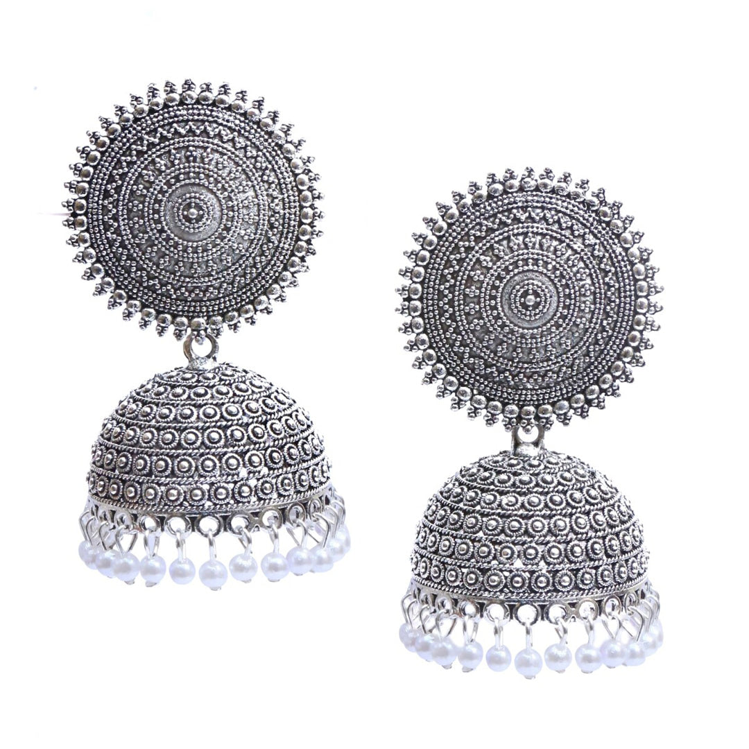 Combo of 2 Chandelier Pearl and Mirror Stud Jhumki