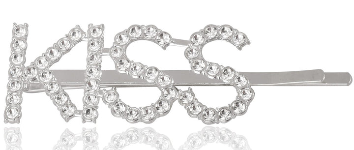 Vembley Combo Of 4 Stunning Silver Love, Kiss, Baby and Sexy Hairclip For Women and Girls