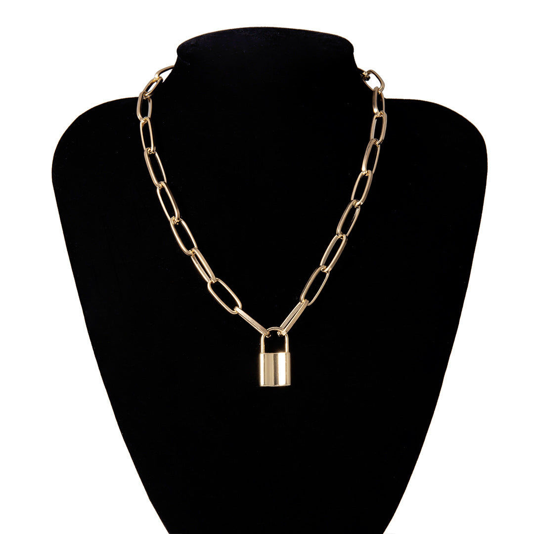 Gold Plated Chunky Chain Link lock Pendant