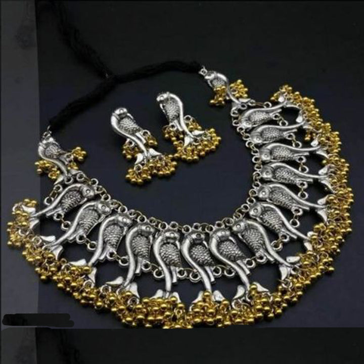 Antique Ghungroo Peacock Choker with Earrings