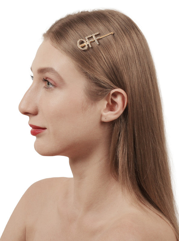 Vembley Stylish Golden Off Word Hairclip For Women and Girls