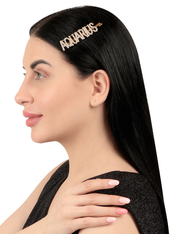 Vembley Stunning Aquarius Golden Hairclip For Women and Girls