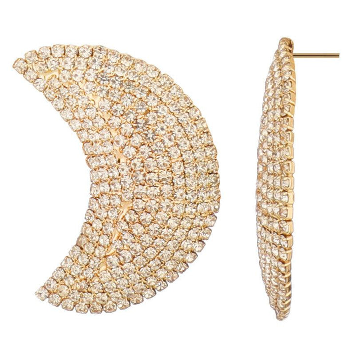 Studded Shinning Half Moon Golden Stud Earing For Women and Girls - Vembley