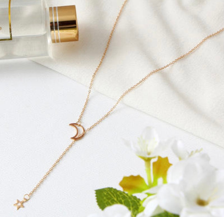 Gold Plated Moon Dropping Star Pendant