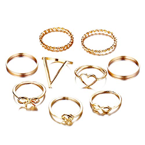 Gold Plated Nine Piece Love Infinity Ring Set