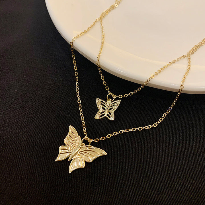 Gold Plated Double Layered Butterfly Pendant