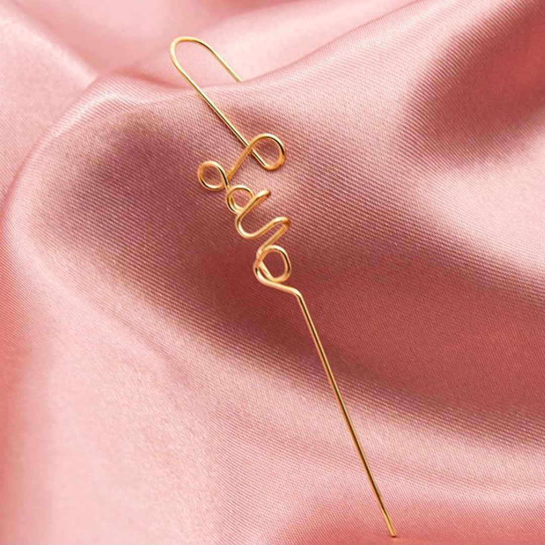 Gold Plated LOVE engraved Korean Earcuff