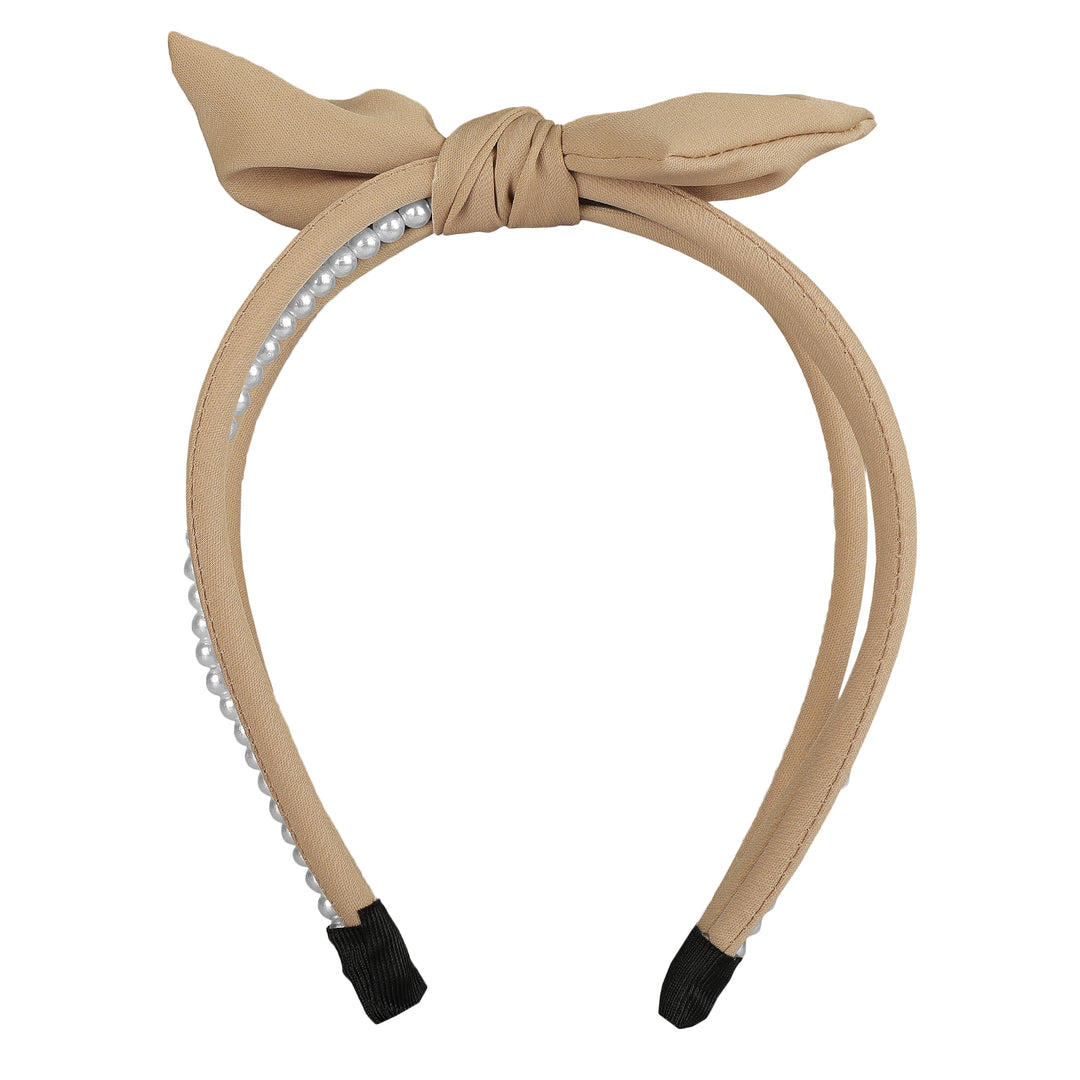 Poppy-Skin Plastic Pearl Ribbon Hairband