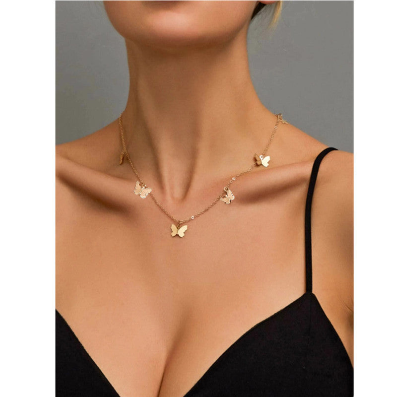 Pack Of 2 Golden Layered Star Drop Studded Pendant