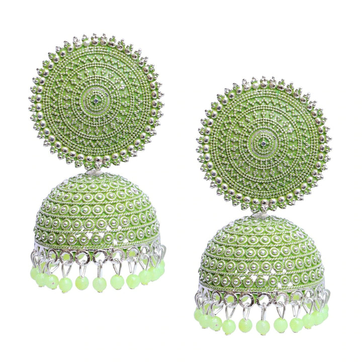 Combo of 2 Seagreen and Peach Pearls Dome Shape Jhumki