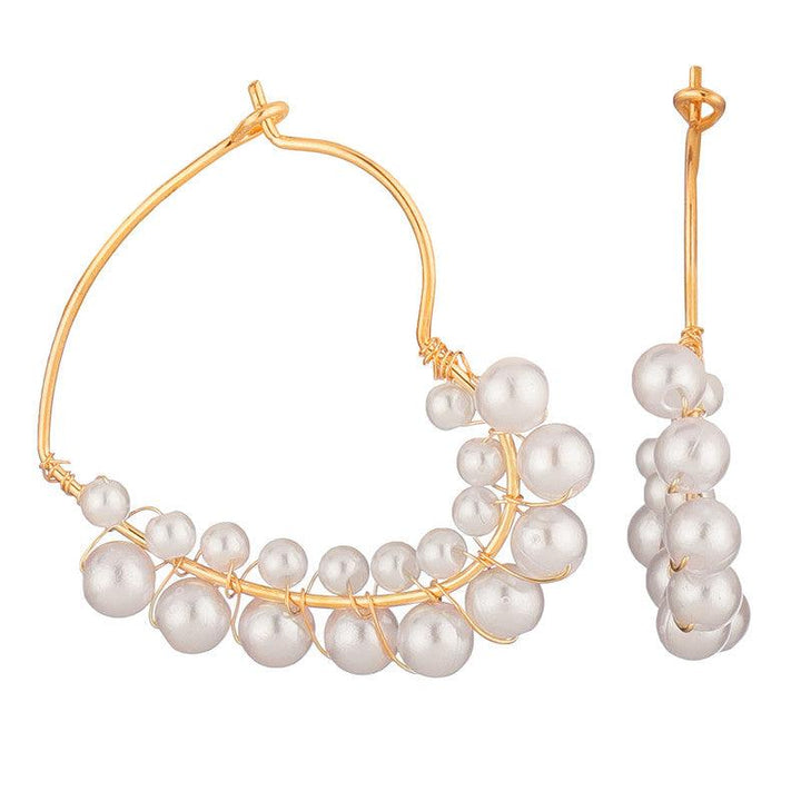 Gold Plated Embellished With Pearls Drop Earrings For Women and Girls - Vembley