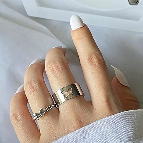 Combo Of 2 Butterfly Matching Wrap Finger Couple Ring