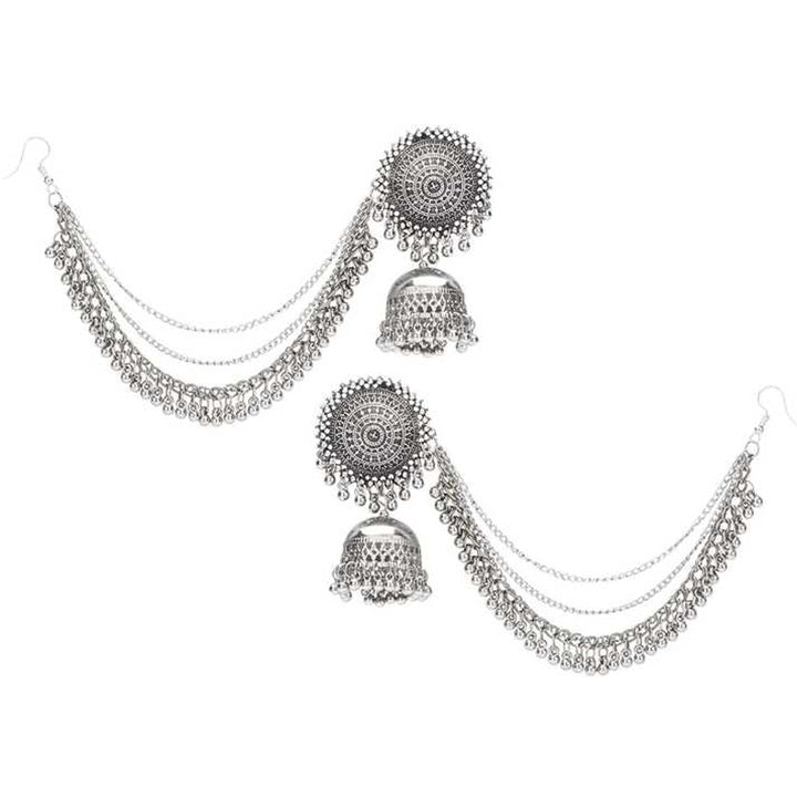 Combo of Hanging Bracelet and Bahubali Earrings With Maang Tikka