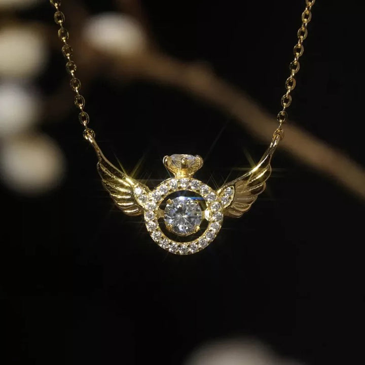 Moving Crystal Angel Wings Necklace