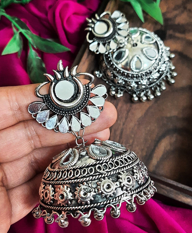 Vembley Traditional Combo of Silver Bahubali and Jhumki Earring for women and Girls