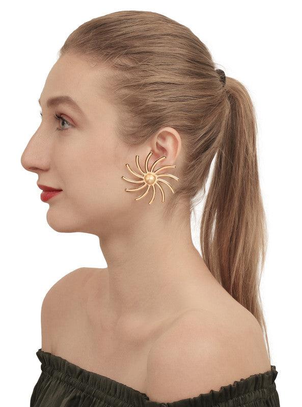 Golden Big Stone Sun Shaped Earing For Women and Girls - Vembley