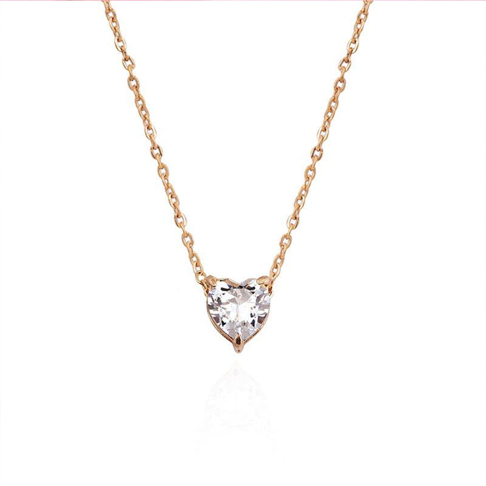 White Puffed Diamond Heart Necklace – Finn
