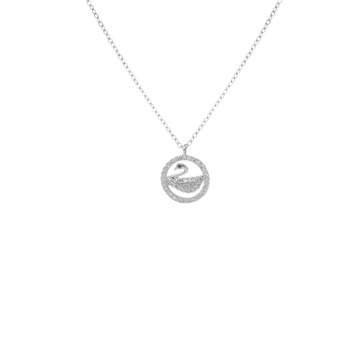 Platinum Embedded Circle Swan Pendant