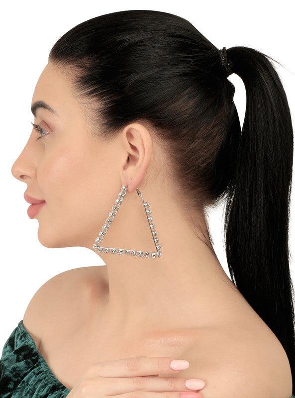 Stunning Studded Shinning Tringle Silver Earing For Women and Girls - Vembley
