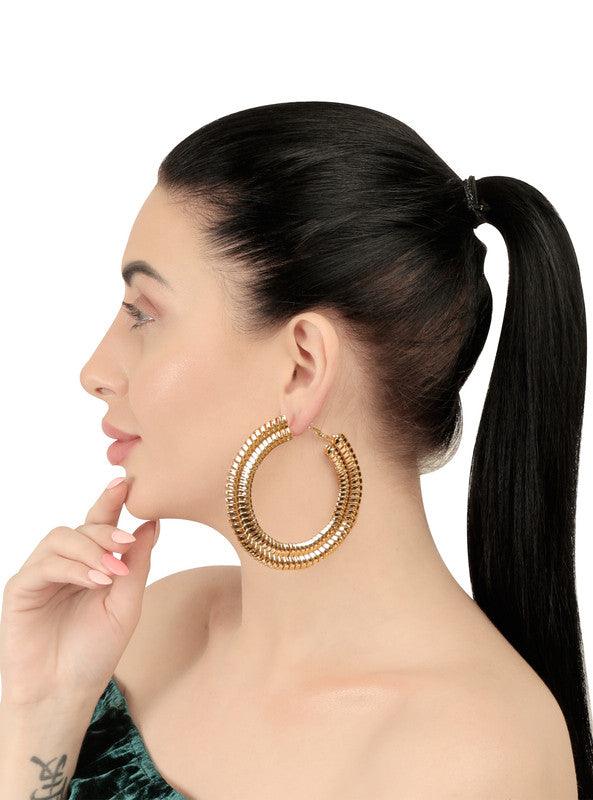 Trendy Gold Plated Coiled Hoop Earrings For Women and Girls - Vembley