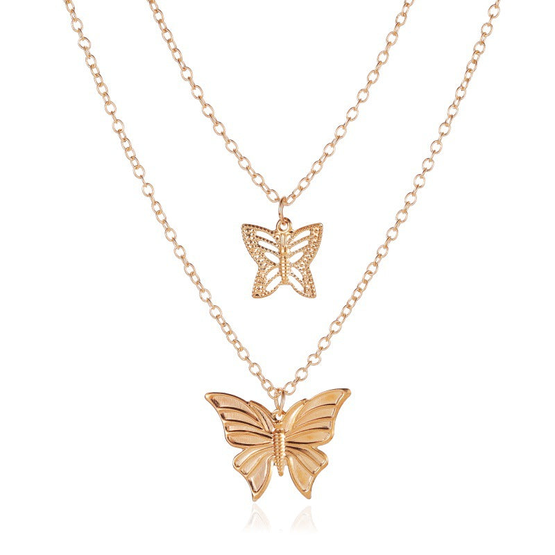 Gold Plated Double Layered Butterfly Pendant