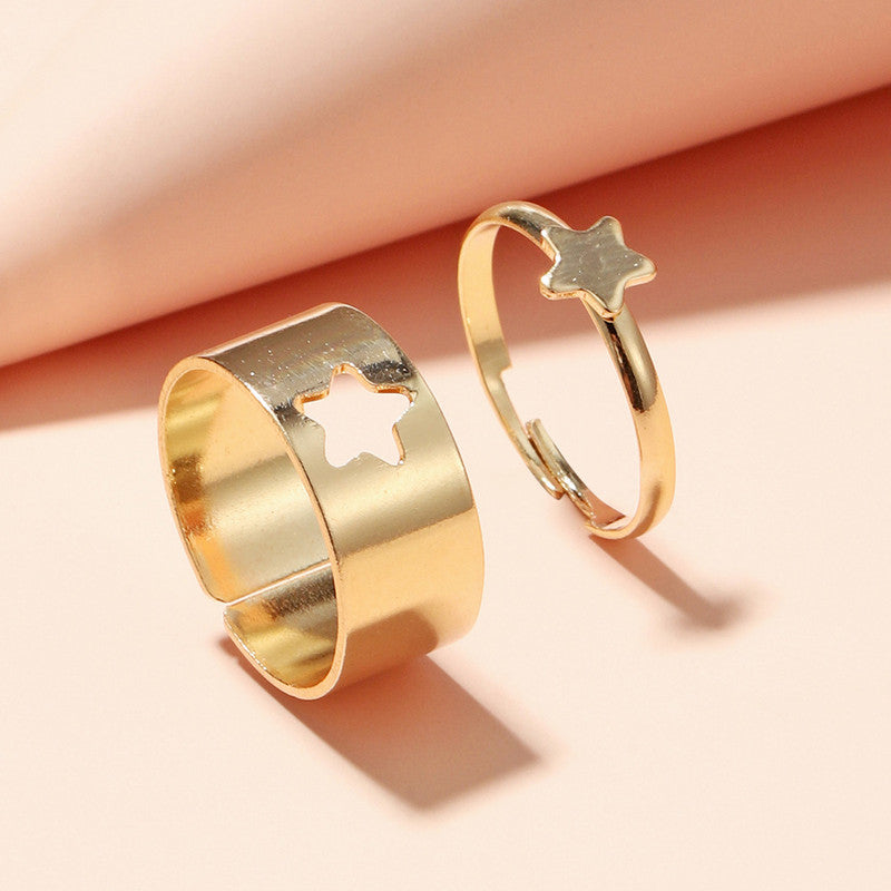 Golden Star Matching Wrap Finger Couple Ring
