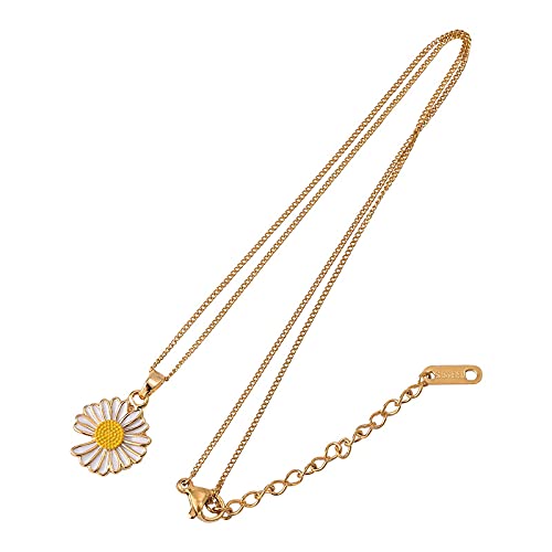 Gold Plated White Flower Pendant