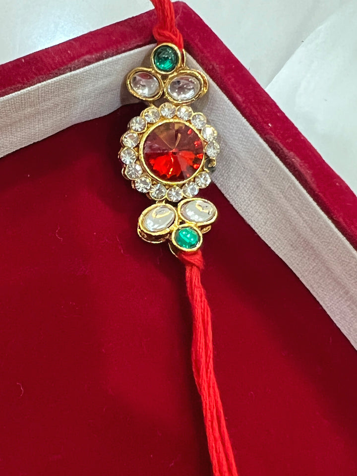 Multicolor Kundan Stone Thread Rakhi