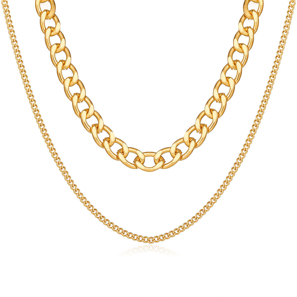 Gold Plated Layered Chunky Chain Link Necklace
