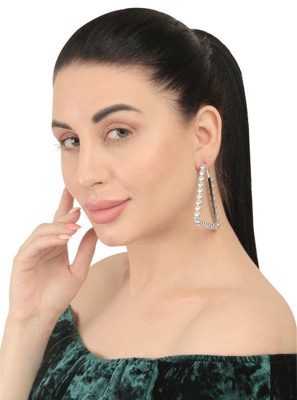 Stunning Studded Shinning Tringle Silver Earing For Women and Girls - Vembley