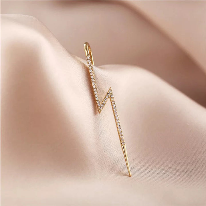 Pack Of 2 Zircon Studded And Thunderbolt Ear Cuff