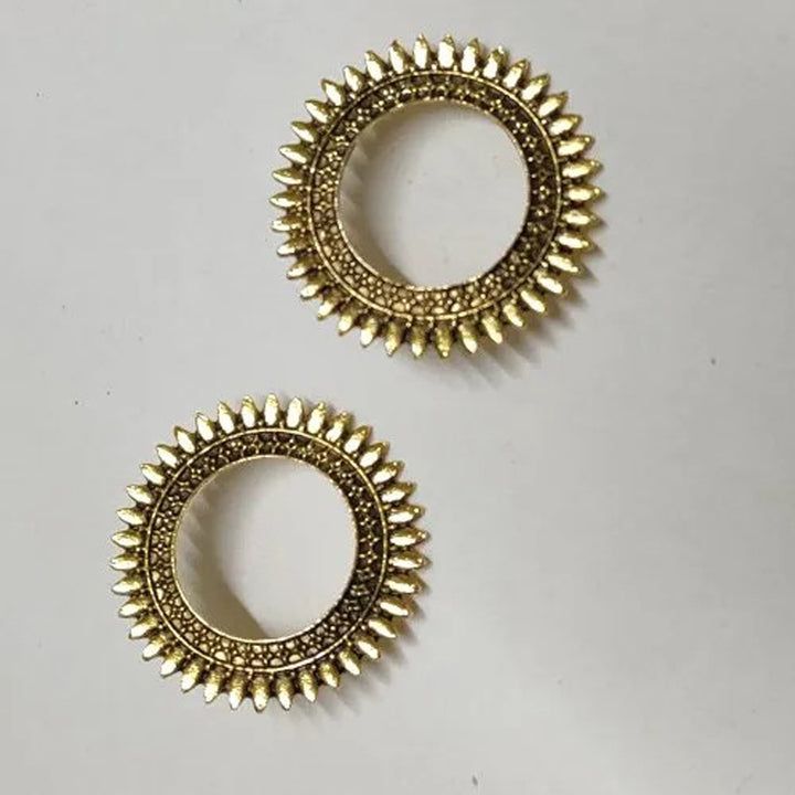 Golden Oxidized Round Antique Earrings