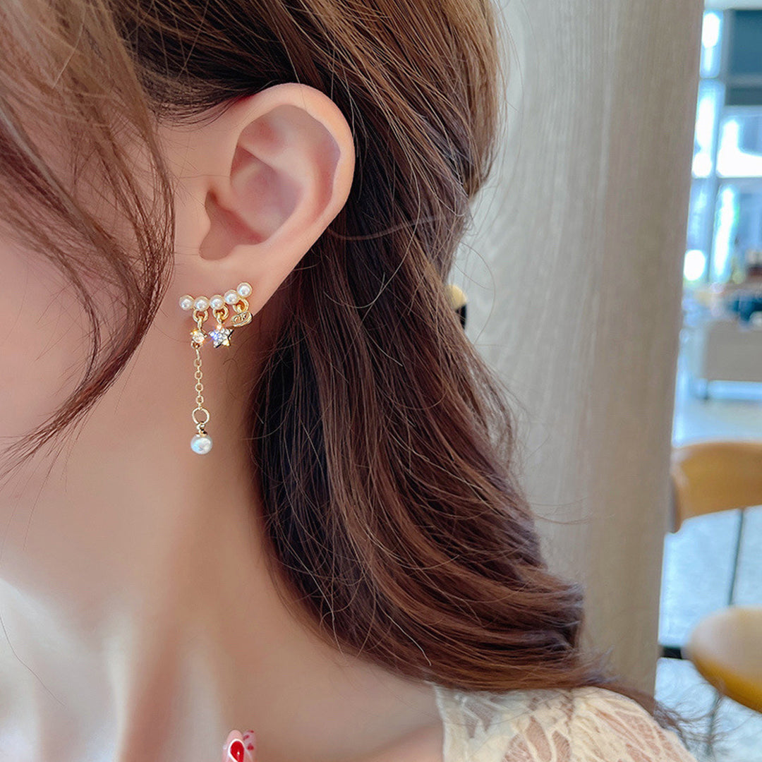 Pendant Traditional Korean Earrings Pearl Star Tassel Stud Korean