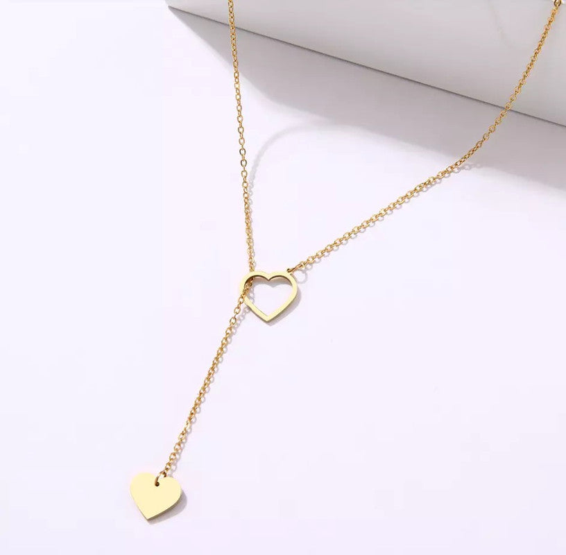 Gold Plated Y-Shaped Heart in Heart Pendant