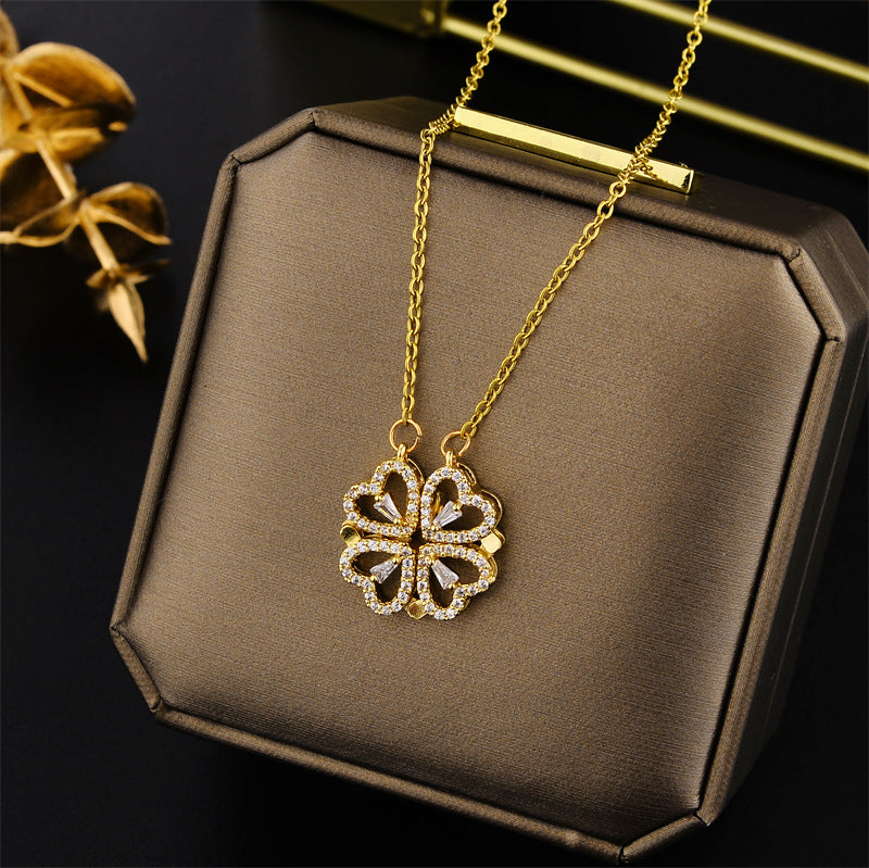 2-in-1 Magnetic Four Leaf clover Necklace